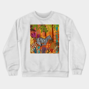 Zebra in the Rainbow Forest Crewneck Sweatshirt